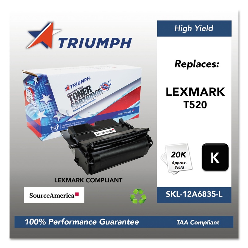 751000NSH0209 REMANUFACTURED 12A6835 HIGH-YIELD TONER, 20000 PAGE-YIELD, BLACK
