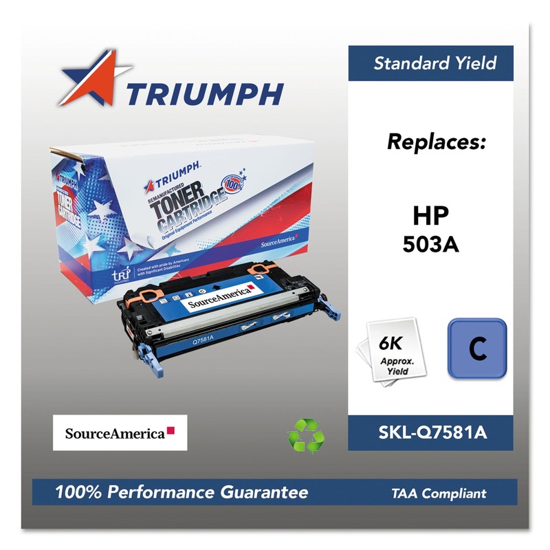 751000NSH0303 REMANUFACTURED Q7581A (503A) TONER, 6000 PAGE-YIELD, CYAN
