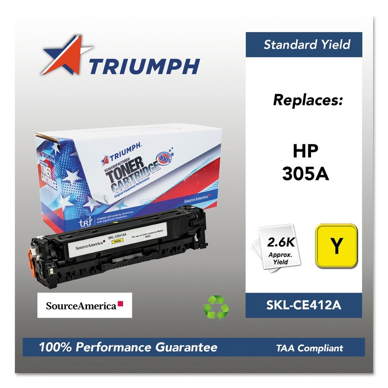 751000NSH1286 REMANUFACTURED CE412A (305A) TONER, 2600 PAGE-YIELD, YELLOW