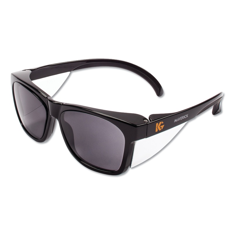 MAVERICK SAFETY GLASSES, BLACK, POLYCARBONATE FRAME, SMOKE LENS