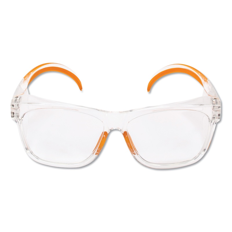 MAVERICK SAFETY GLASSES, CLEAR/ORANGE, POLYCARBONATE FRAME