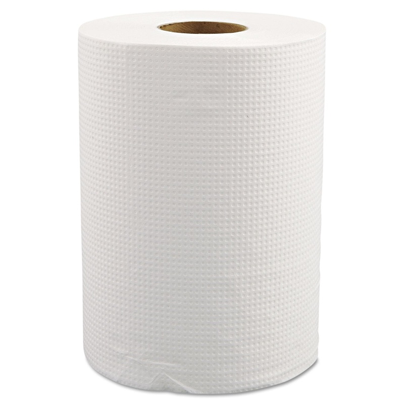 HARDWOUND ROLL TOWELS, 8″ X 350 FT, WHITE, 12 ROLLS/CARTON