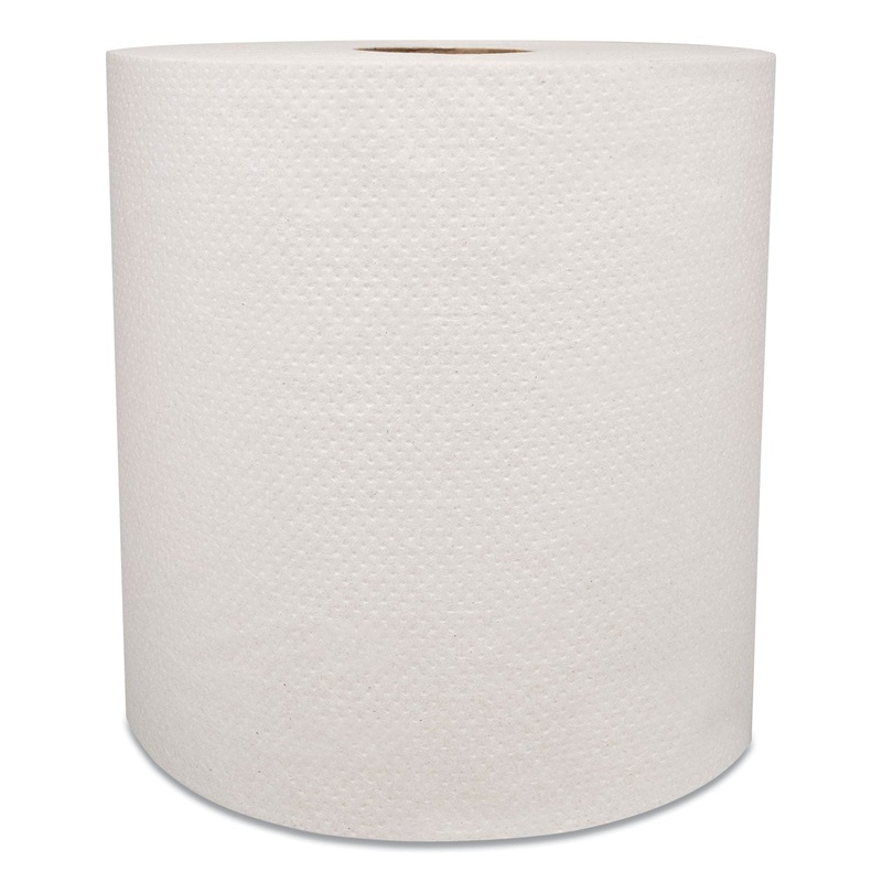 HARDWOUND ROLL TOWELS, 8″ X 800 FT, WHITE, 6 ROLLS/CARTON
