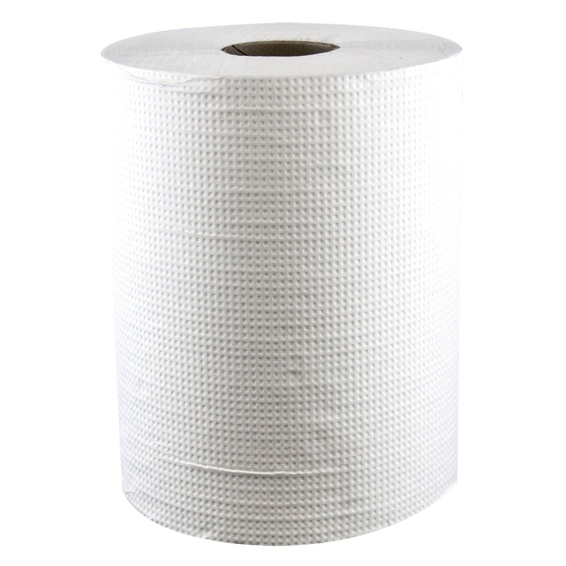HARDWOUND ROLL TOWELS, PAPER, WHITE, 7.8″ X 600 FT, 12 ROLLS/CARTON