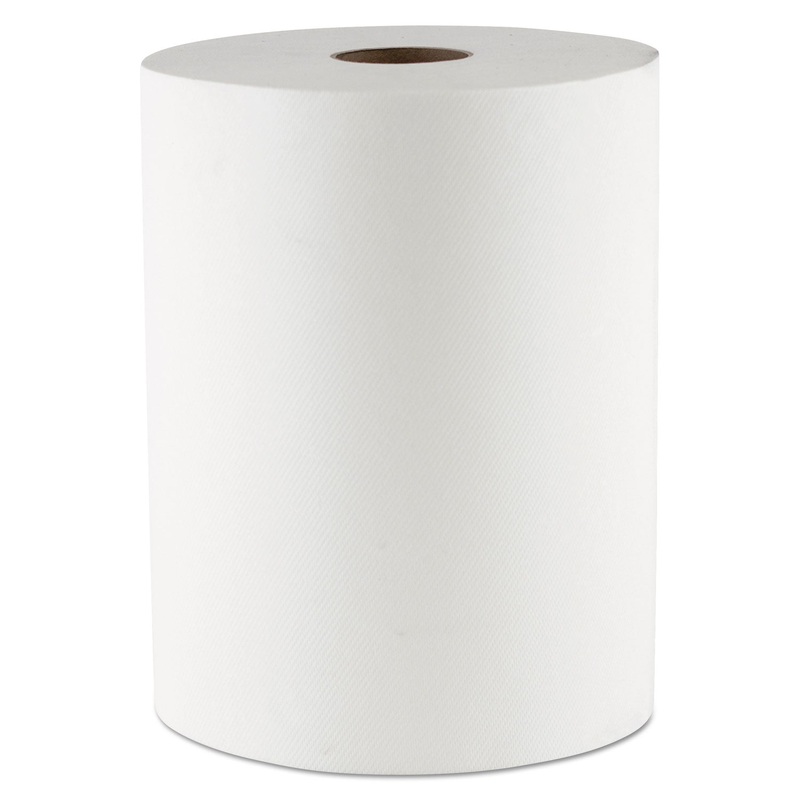 HARDWOUND TAD ROLL TOWELS, 1-PLY, 10″ X 550 FT, WHITE, 6 ROLLS/CARTON