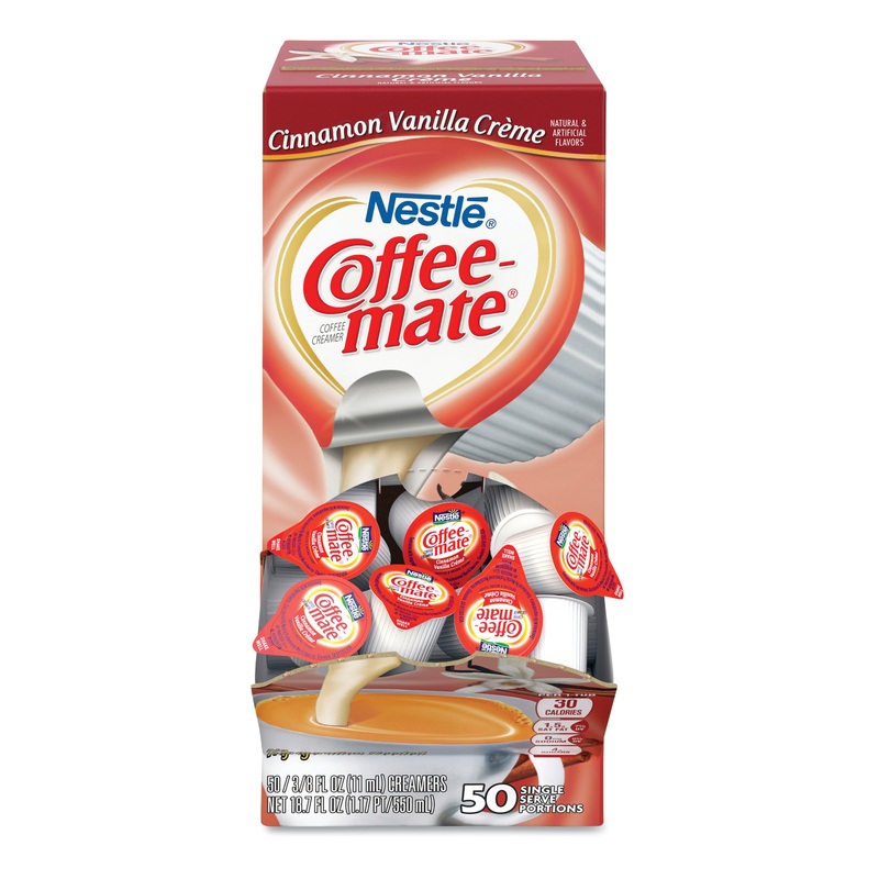 LIQUID COFFEE CREAMER, CINNAMON VANILLA, 0.38 OZ MINI CUPS, 50/BOX
