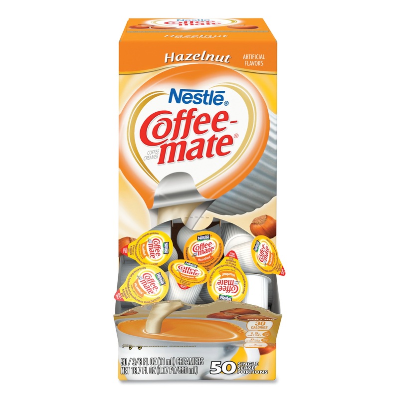 LIQUID COFFEE CREAMER, HAZELNUT, 0.38 OZ MINI CUPS, 50/BOX