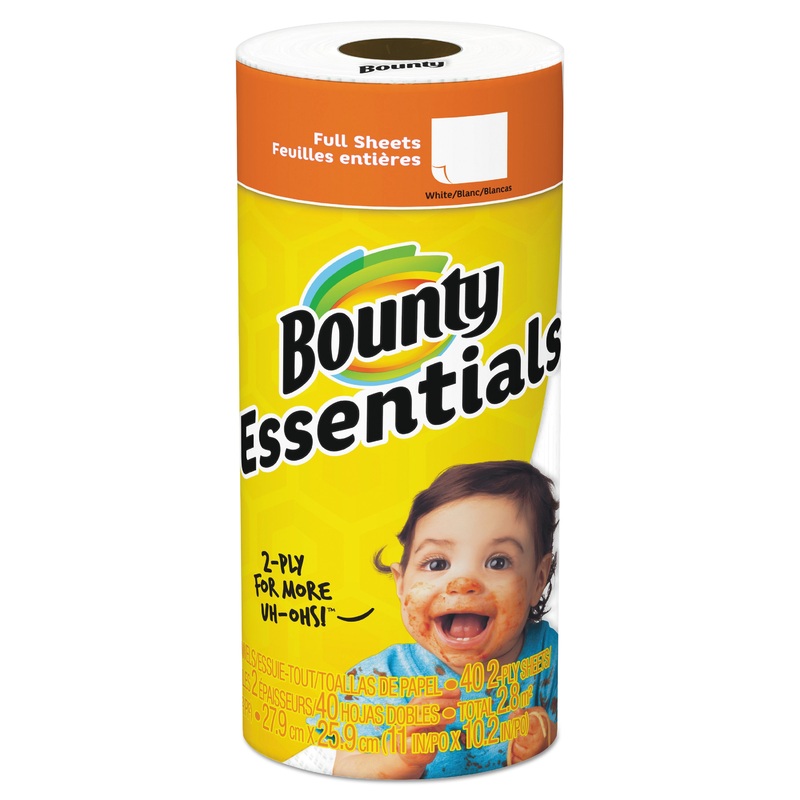 ESSENTIALS PAPER TOWELS, 2-PLY, WHITE, 10.2″ X 11″, 40 SHEETS/ROLL