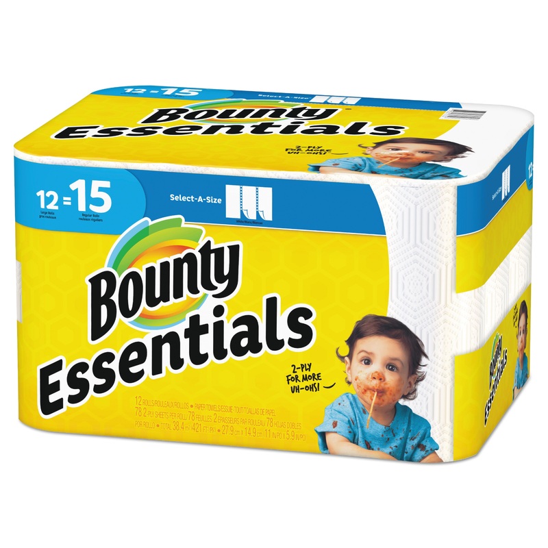 ESSENTIALS SELECT-A-SIZE PAPER TOWELS, 2-PLY, 78 SHEETS/ROLL, 12 ROLLS/CARTON