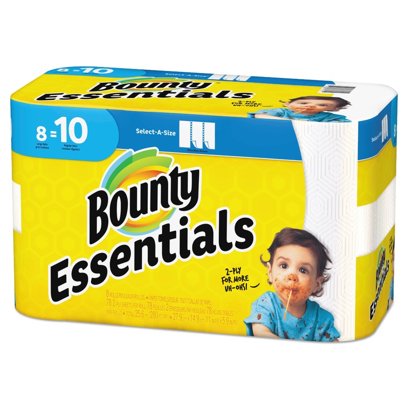 ESSENTIALS SELECT-A-SIZE PAPER TOWELS, 2-PLY, 78 SHEETS/ROLL, 8 ROLLS/CARTON