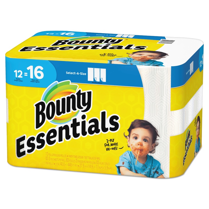 ESSENTIALS SELECT-A-SIZE PAPER TOWELS, 2-PLY, 83 SHEETS/ROLL, 12 ROLLS/CARTON
