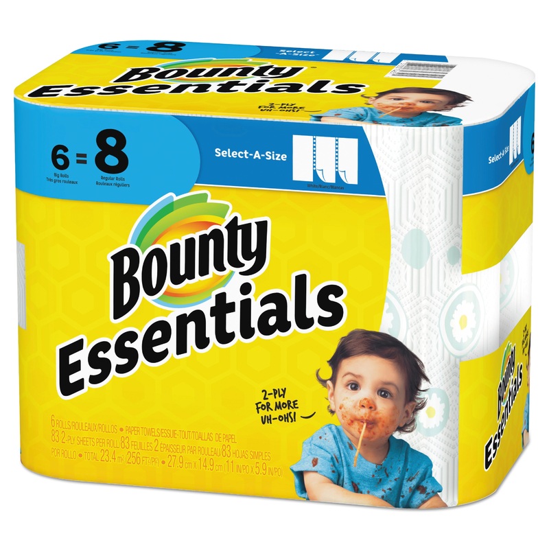ESSENTIALS SELECT-A-SIZE PAPER TOWELS, 2-PLY, 83 SHEETS/ROLL, 6 ROLLS/CARTON