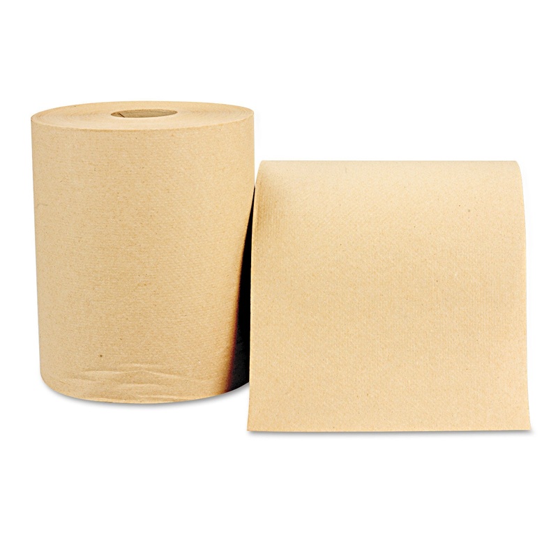 HARDWOUND ROLL TOWELS, 8 X 800 FT, NATURAL, 12 ROLLS/CARTON