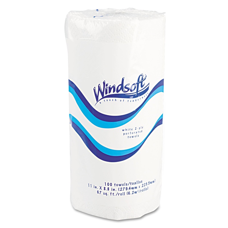 KITCHEN ROLL TOWELS, 2 PLY, 11 X 8.8, WHITE, 100/ROLL