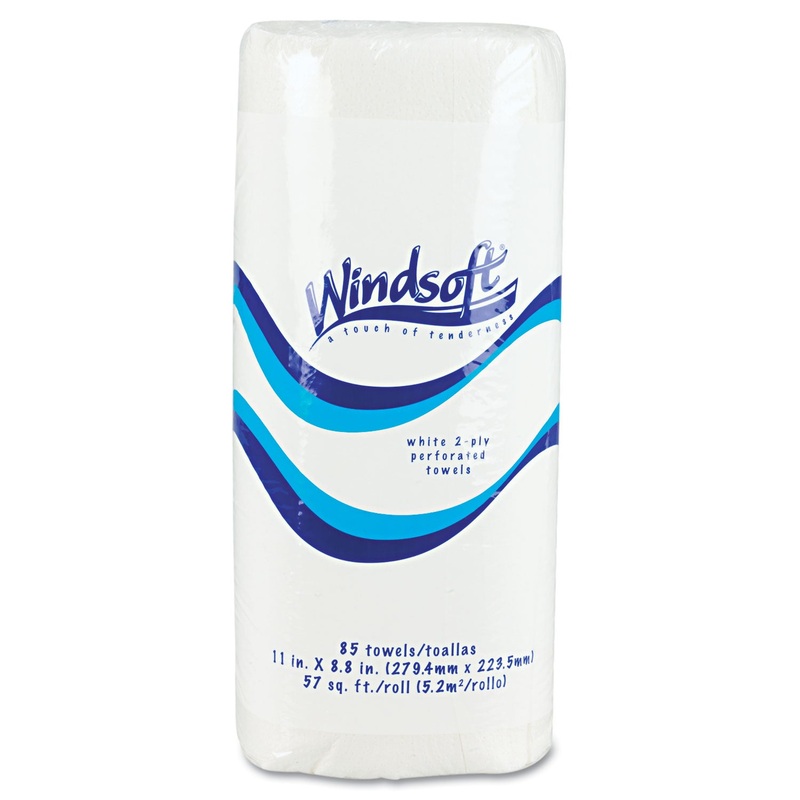 KITCHEN ROLL TOWELS, 2 PLY, 11 X 8.8, WHITE, 85/ROLL