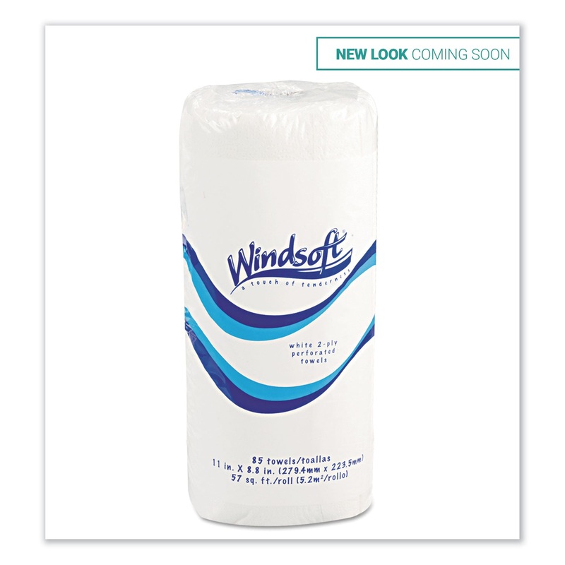 KITCHEN ROLL TOWELS, 2 PLY, 11 X 8.8, WHITE, 85/ROLL, 30 ROLLS/CARTON