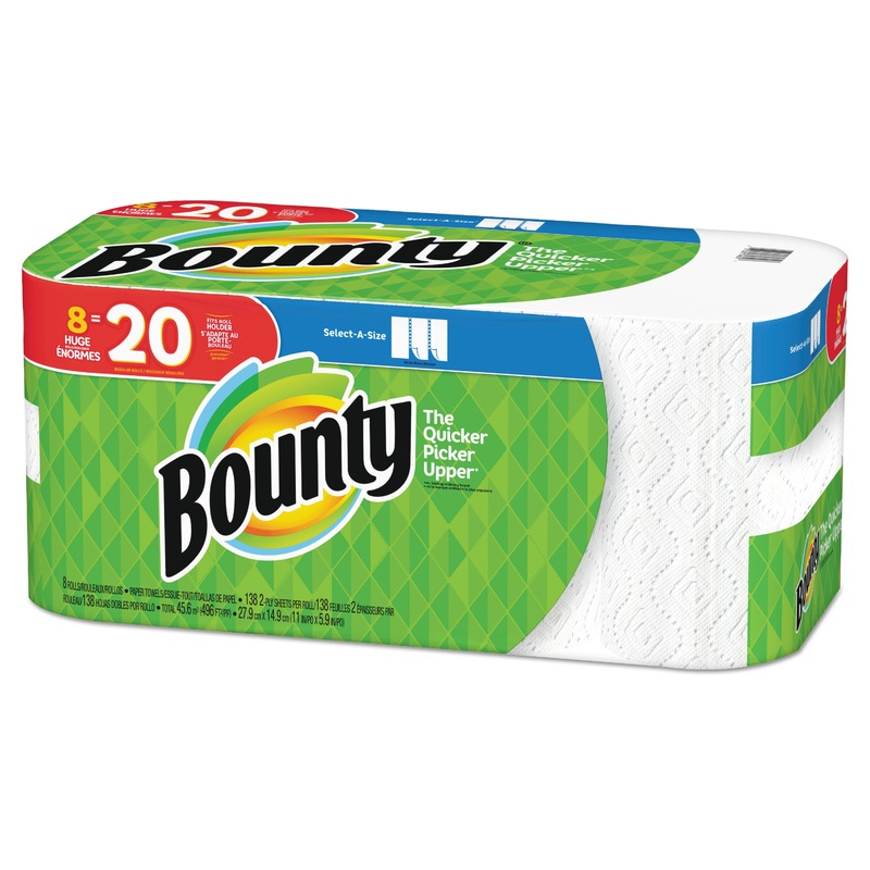 SELECT-A-SIZE PAPER TOWELS, 2-PLY, WHITE, 5.9 X 11, 138 SHEETS/ROLL, 8 ROLLS/PK