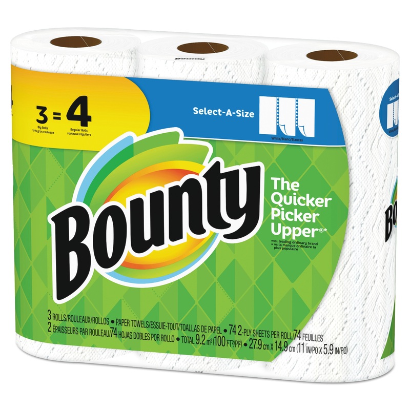 SELECT-A-SIZE PAPER TOWELS, 2-PLY, WHITE, 5.9 X 11, 74 SHEETS/ROLL, 3 ROLLS/PK