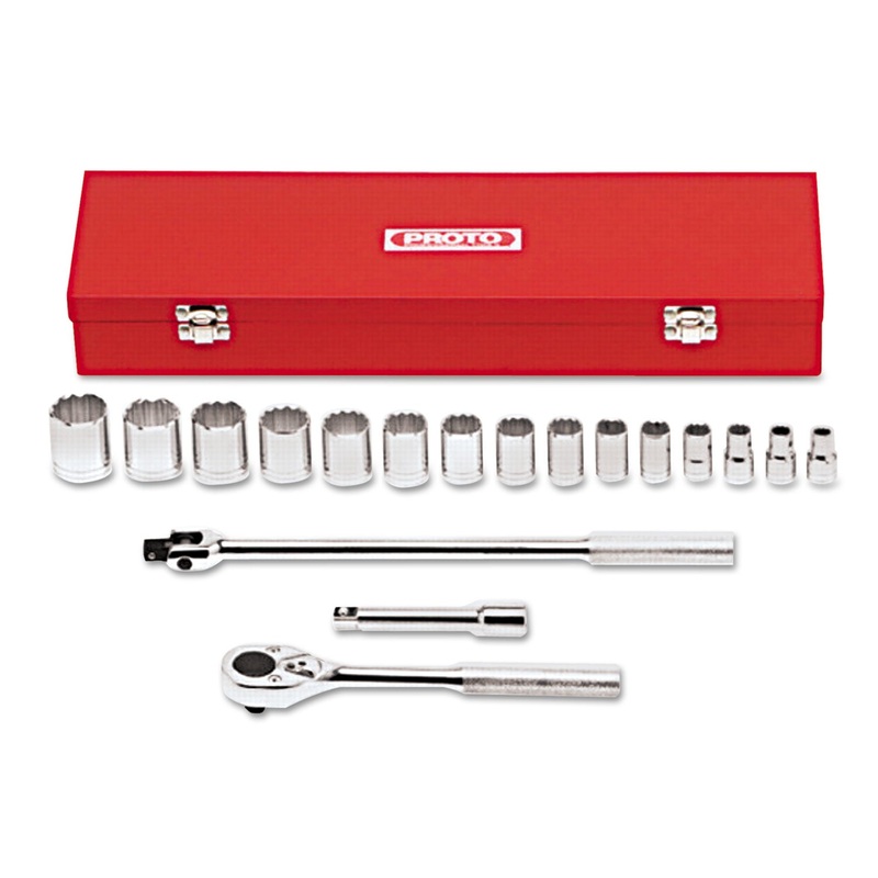 18-Piece Mechanic’s Tool Set, Sae, 1/2″ Drive, 3/8″ To 1 1/4″, 6-Point