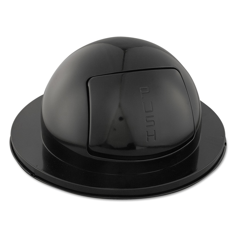 DOMED DRUM LID WITH PUSH DOOR, ROUND, 24.5 X 12.25, BLACK