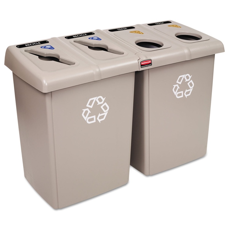 Glutton Recycling Station, Four-Stream, 92 Gal, Beige
