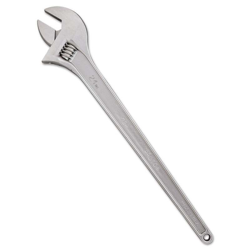 Proto Adjustable Wrench, 24″ Long, 2 7/16 Opening, Satin Chrome