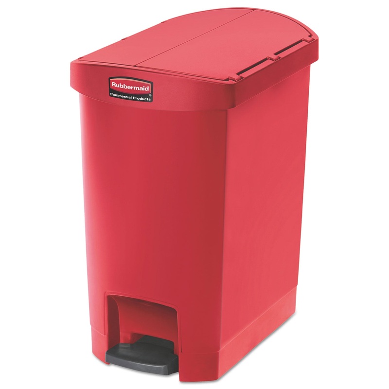Slim Jim Resin Step-On Container, End Step Style, 8 Gal, Red