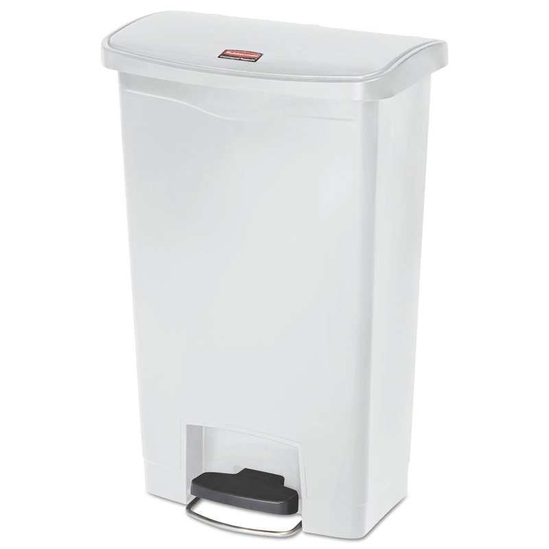 Slim Jim Resin Step-On Container, Front Step Style, 13 Gal, White