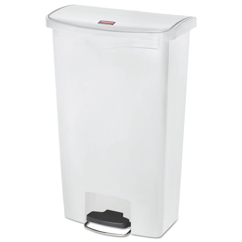 Slim Jim Resin Step-On Container, Front Step Style, 18 Gal, White