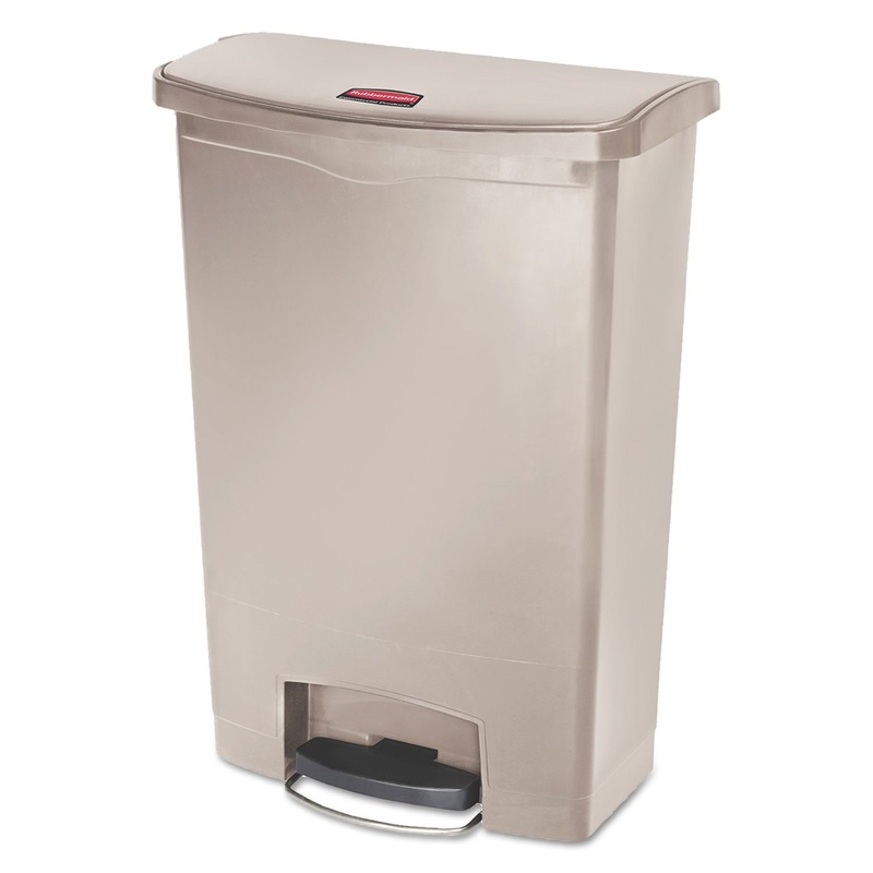Slim Jim Resin Step-On Container, Front Step Style, 24 Gal, Beige