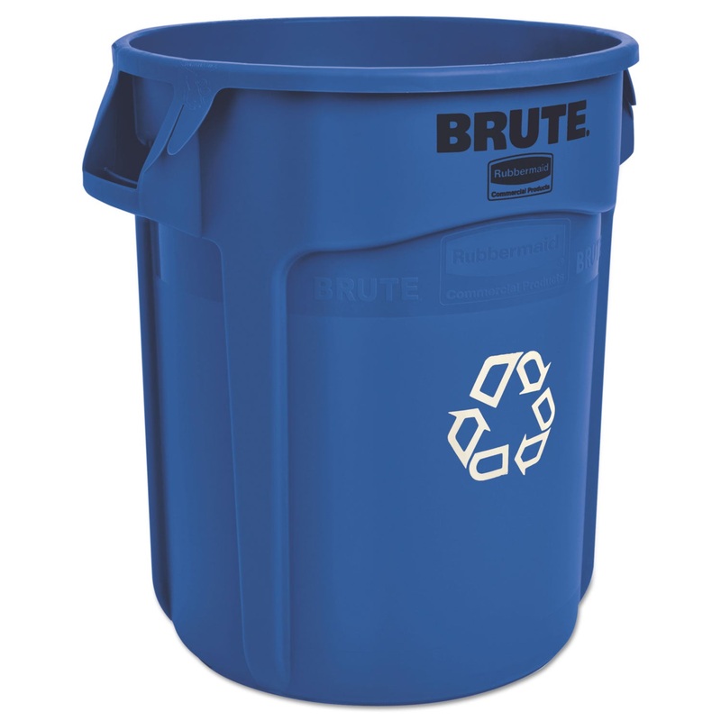 Brute Recycling Container, Round, 20 Gal, Blue