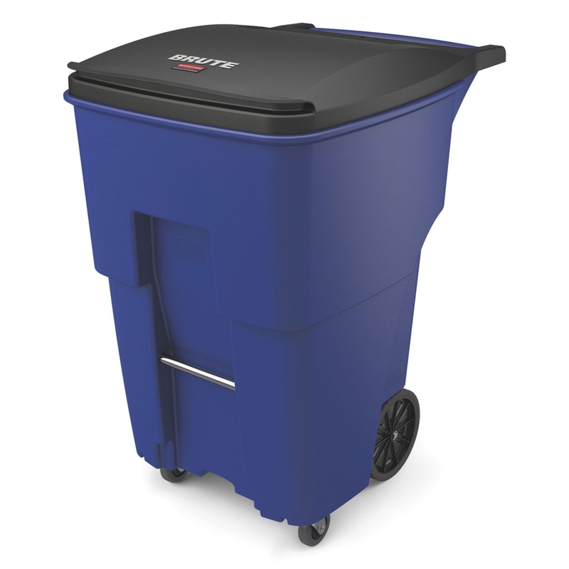 Brute Rollouts With Casters, Square, 95 Gal, Blue