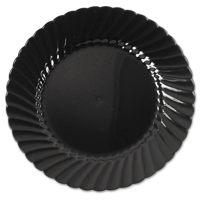 Classicware Plastic Plates, 6″ Dia., Black, Round, 10 Plates/pack