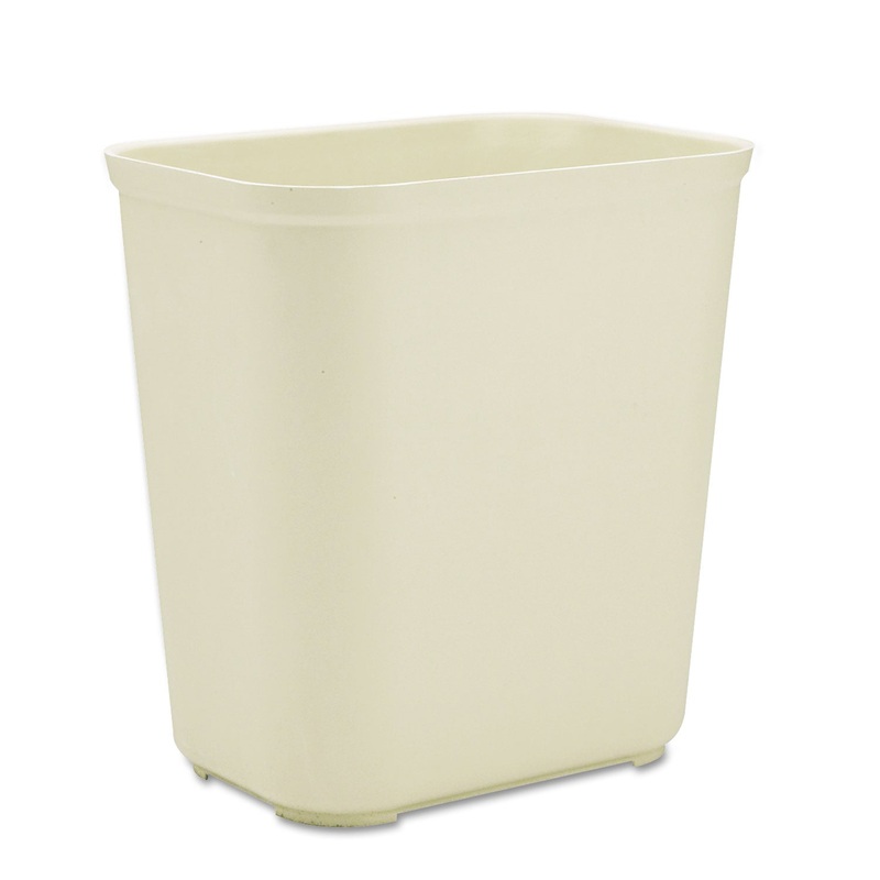 FIRE-RESISTANT WASTEBASKET, RECTANGULAR, FIBERGLASS, 7 GAL, BEIGE