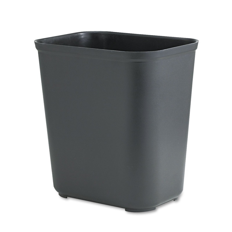 FIRE-RESISTANT WASTEBASKET, RECTANGULAR, FIBERGLASS, 7 GAL, BLACK