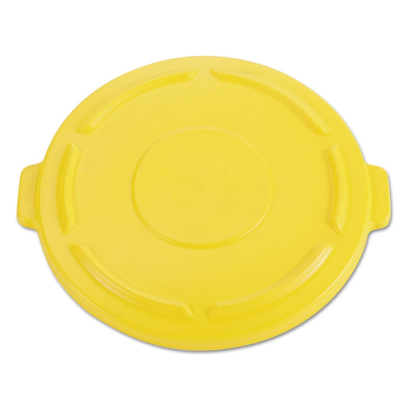 VENTED ROUND BRUTE FLAT TOP LID, 24.5W X 1.5H, YELLOW