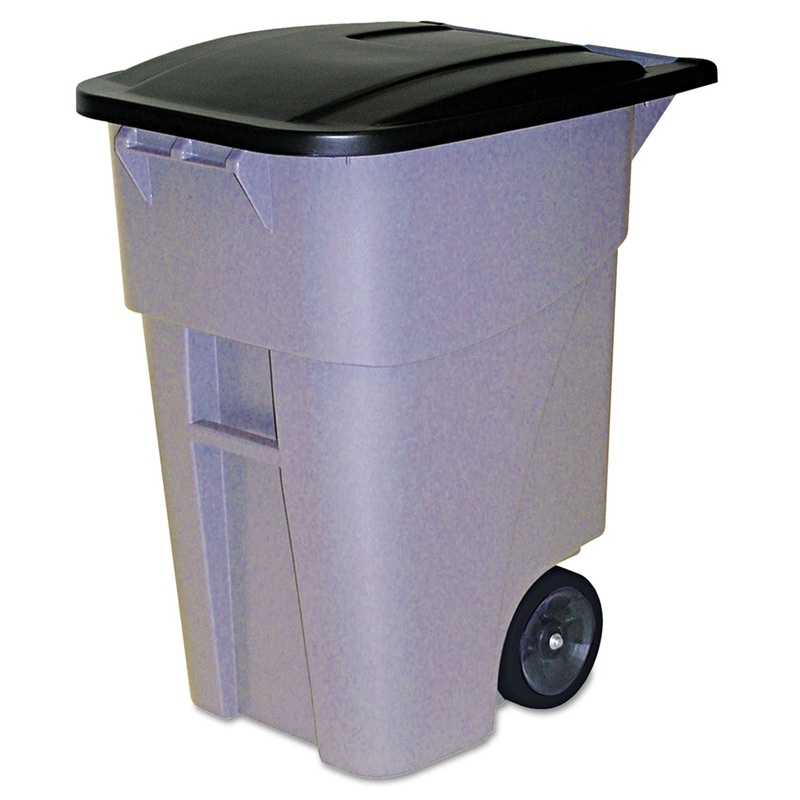 BRUTE ROLL OUT CONTAINER WITH LID, 50 GAL, GRAY