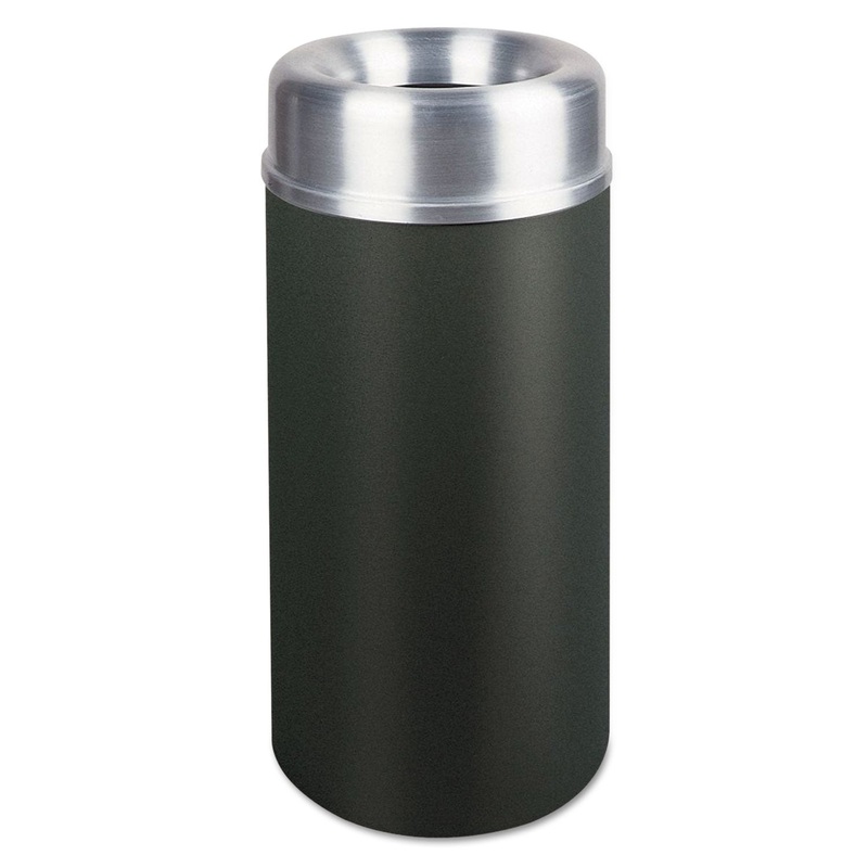 CROWNE COLLECTION OPEN TOP RECEPTACLE, ROUND, BLACK, 15 GAL