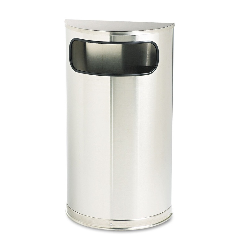 EUROPEAN AND METALLIC SERIES RECEPTACLE, HALF-ROUND, 9 GAL, SATIN STAINLESS