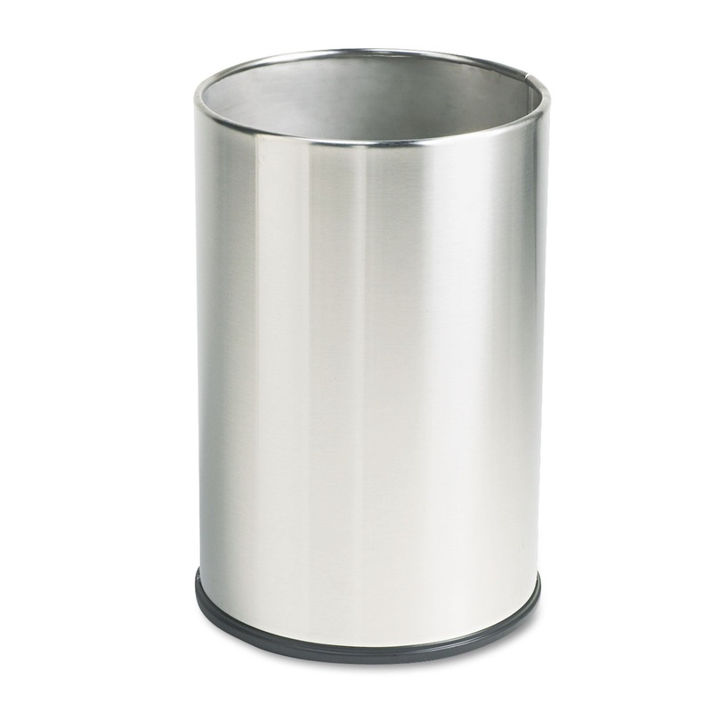 EUROPEAN AND METALLIC SERIES WASTEBASKET, ROUND, 5 GAL, SATIN STAINLESS