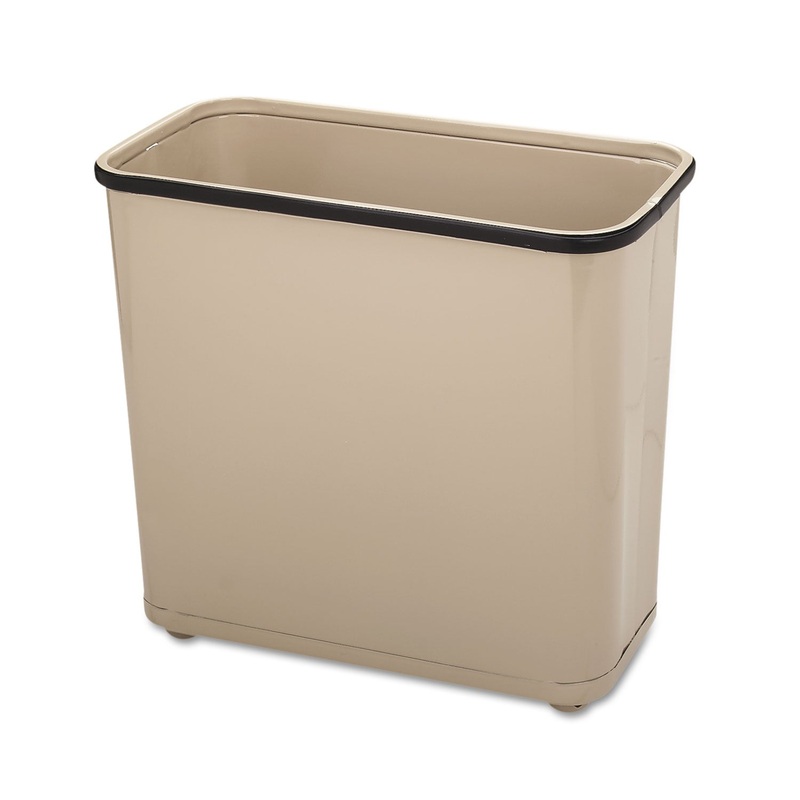 FIRE-SAFE WASTEBASKET, RECTANGULAR, STEEL, 7.5 GAL, ALMOND