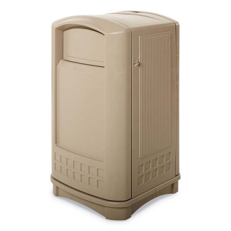 PLAZA INDOOR/OUTDOOR WASTE CONTAINER, RECTANGULAR, PLASTIC, 50 GAL, BEIGE