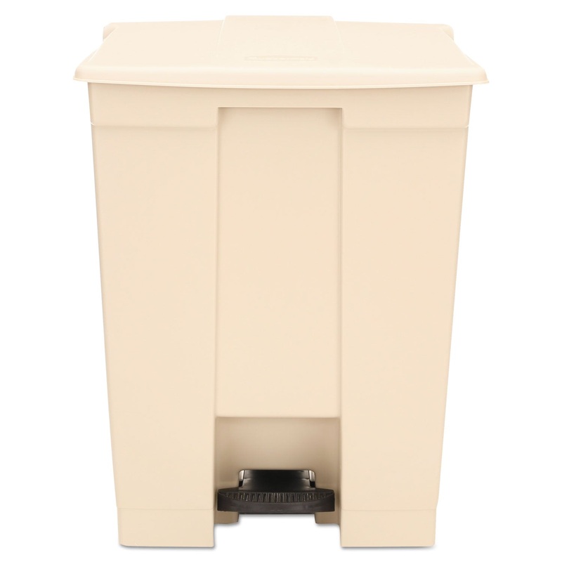 STEP-ON RECEPTACLE, RECTANGULAR, POLYETHYLENE, 18 GAL, BEIGE