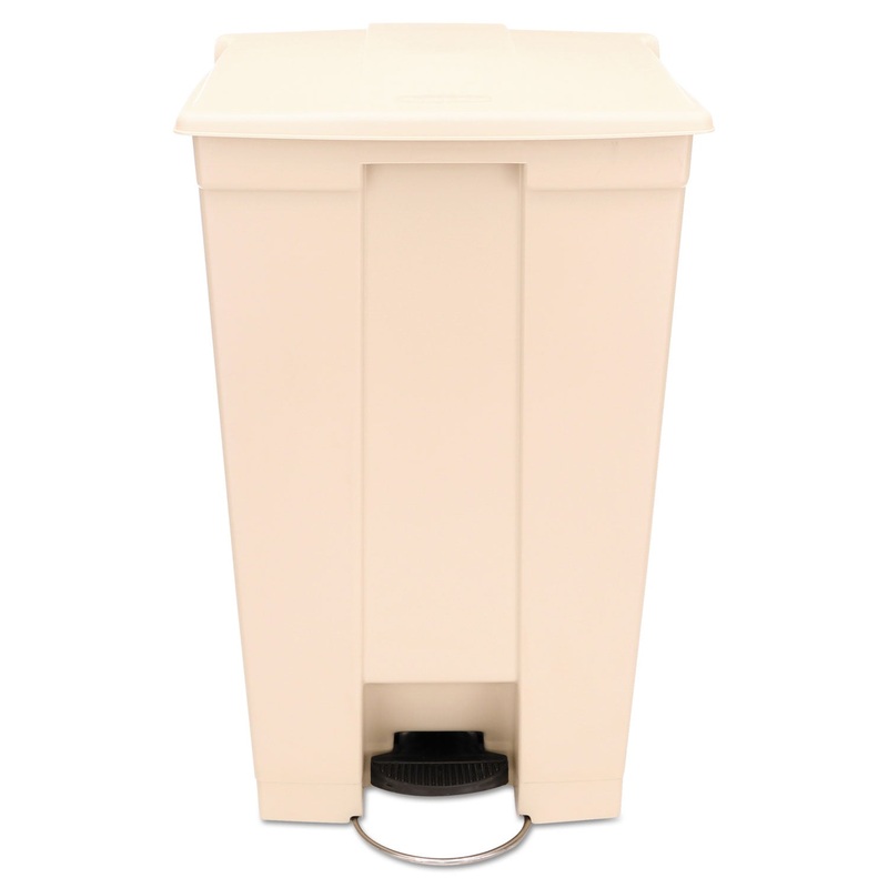 STEP-ON RECEPTACLE WITH WHEELS, RECTANGULAR, POLYETHYLENE, 23 GAL, BEIGE