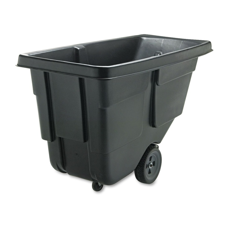 TILT TRUCK, RECTANGULAR, PLASTIC WITH STEEL FRAME, 300 LB CAPACITY, BLACK