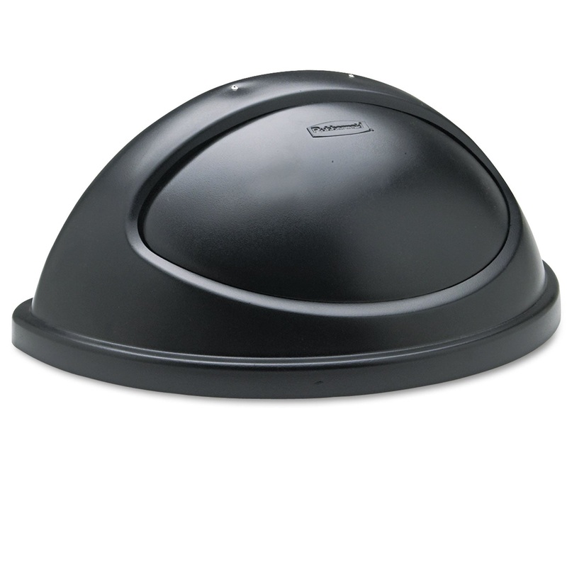 UNTOUCHABLE PLASTIC HALF-ROUND LID, 21.38W X 12.38D X 9.13H, BLACK