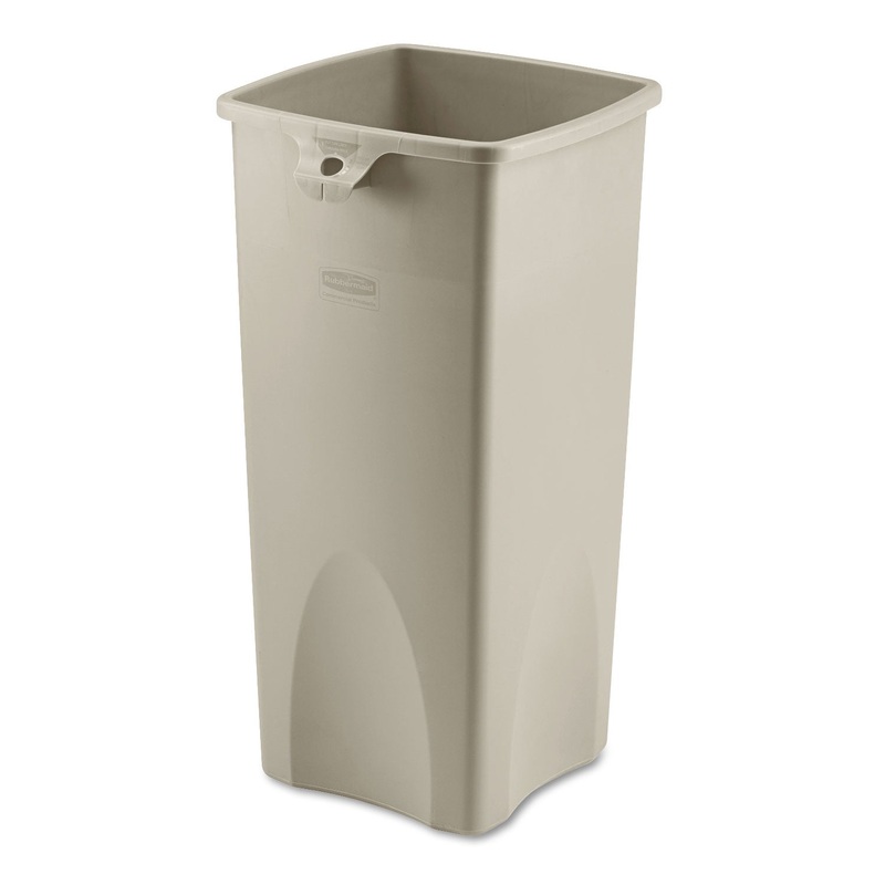 UNTOUCHABLE SQUARE WASTE RECEPTACLE, PLASTIC, 23 GAL, BEIGE