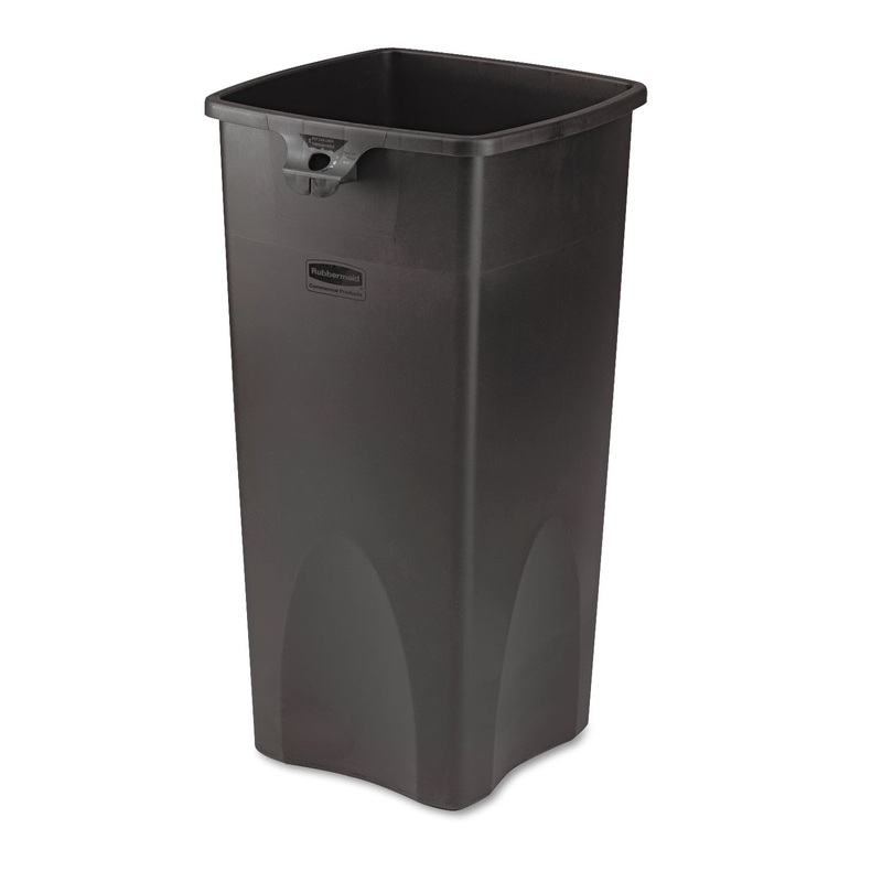 UNTOUCHABLE SQUARE WASTE RECEPTACLE, PLASTIC, 23 GAL, BLACK
