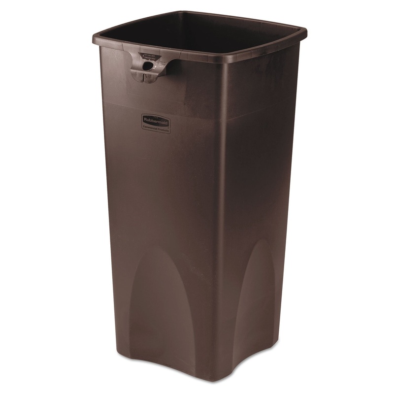 UNTOUCHABLE SQUARE WASTE RECEPTACLE, PLASTIC, 23 GAL, BROWN