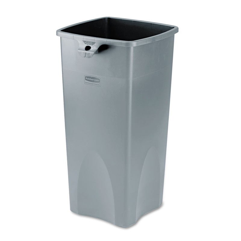 UNTOUCHABLE SQUARE WASTE RECEPTACLE, PLASTIC, 23 GAL, GRAY